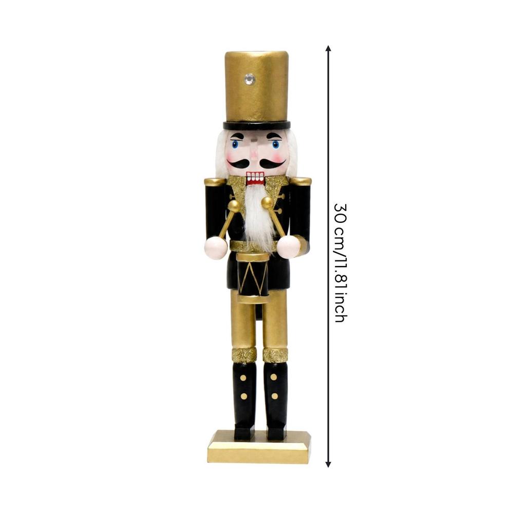 Wooden Nutcracker Guard Tabletop with Display Base Festive Freestanding Holiday