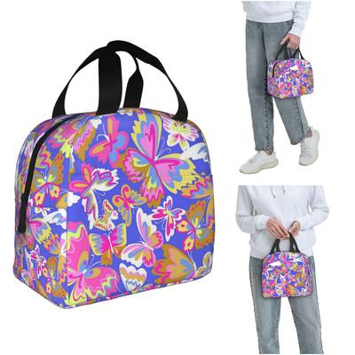 Colorful Butterfly Insulated Lunch Bag for Women Children Portable Food Boxes Thermal Lunch Box Tote