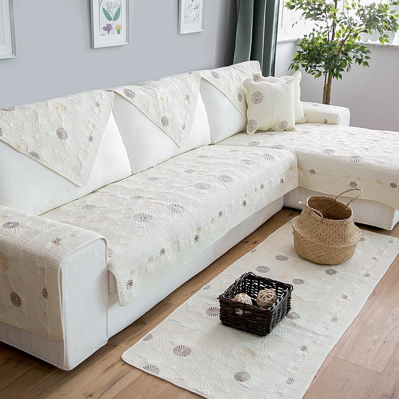

Universal In All Seasons, Double-Sided Xinjiang Cotton Sofa Cushion Cover Towel, Pure Cotton Fabric Non-Slip Cover Cloth, Wooden Seat Cushion 70*70cm