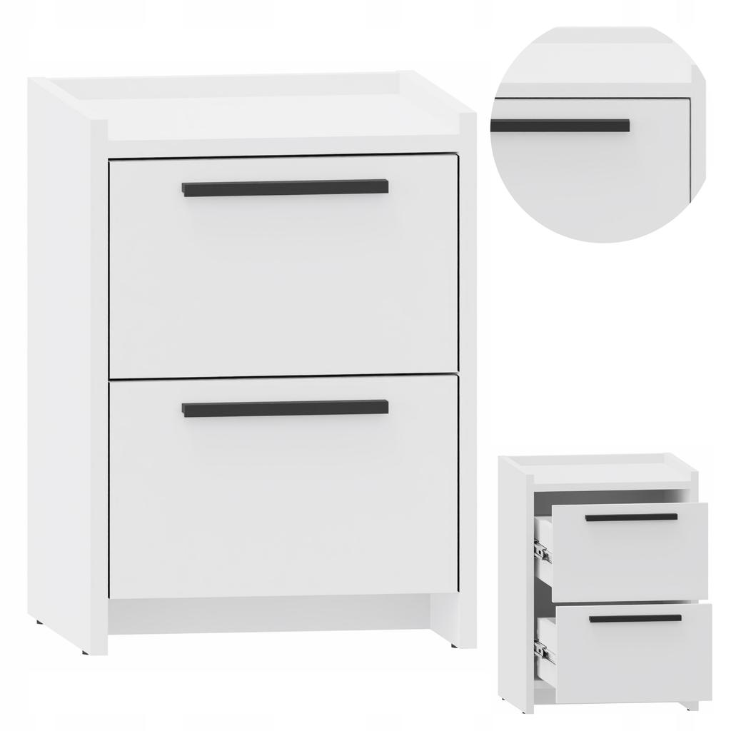Altivo 2Sw Bedside Table, White, Small Chest Of Drawers, Bedside Table, 2 High Drawers