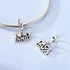 925 Silver Charms Bead CZ Zircon Love Mom Pink Heart Dangle Fit DIY Bracelet Women Mother's Day Jewelry Gift