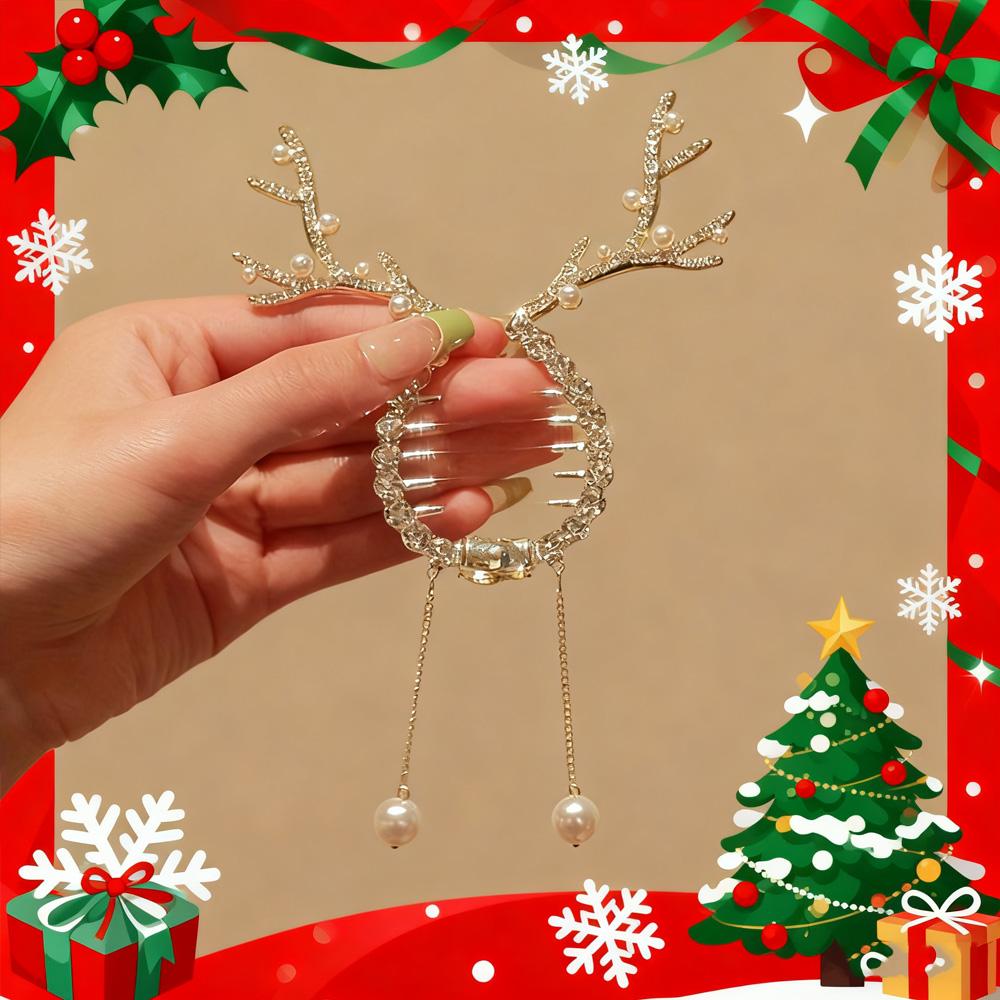1PC Affordable Christmas Antlers Hair Clip Tassel Ball Head Cute Must-Have Hair Accessory for Festive Occasions