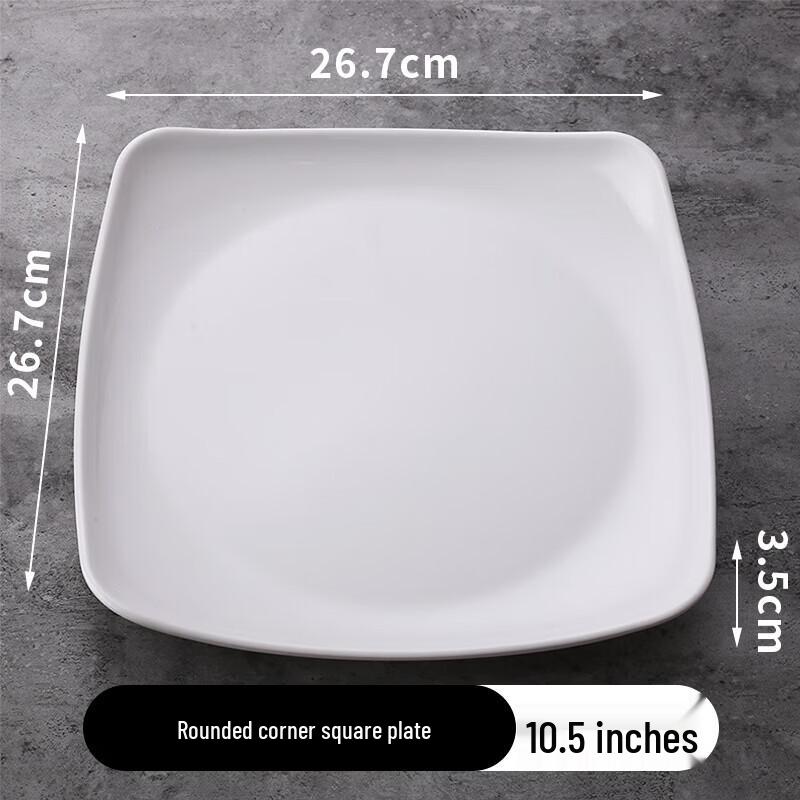 Shengxinhui Melamine Square Commercial Dinner Plates - 10 Pack