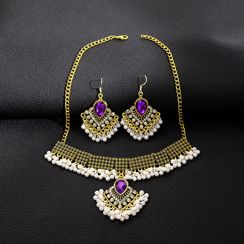 European and american bohemian tassel necklace set - statement piece with a vintage royal court aesthetic