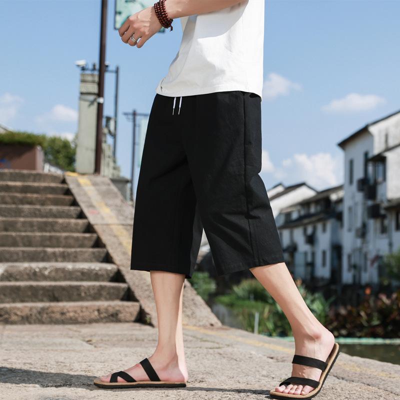 Summer Casual Linen Short Pants New Cotton Straight Mens Lightweight Shorts Large Solid Color Gym Fifth Beach Short Pants