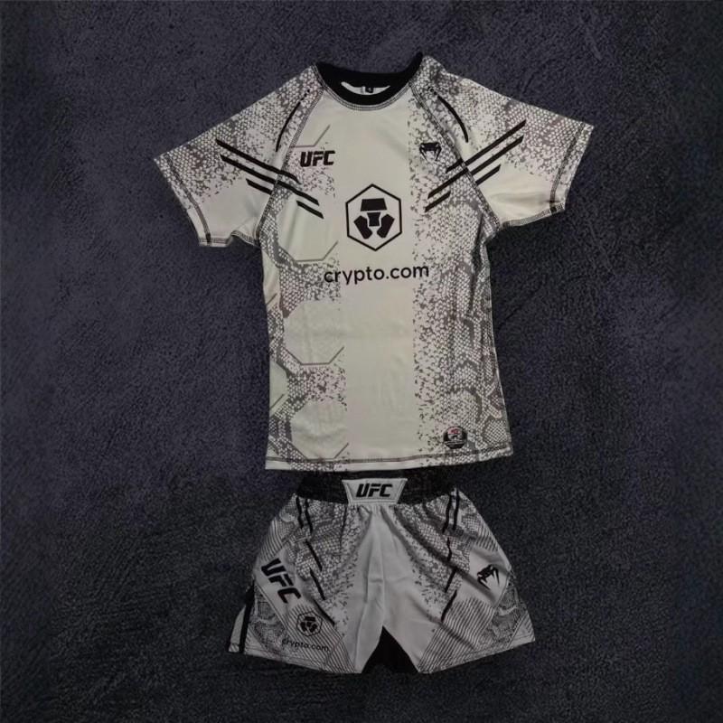 Férfi lélegző gyorsan száradó boksz edzőszett Kígyómintás rövid ujjú póló rövidnadrág MMA küzdősportok