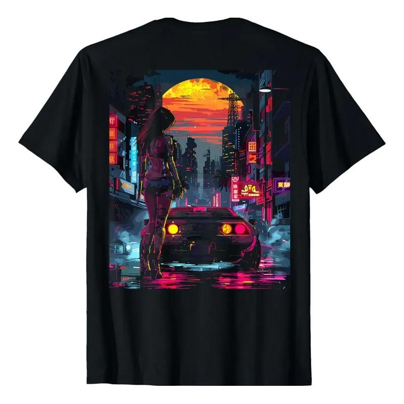 Camiseta Cyberpunk Girl Con Estampado En La Parte Trasera De S