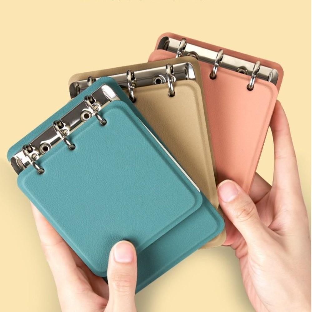 PU Leather Cover Loose-Leaf Notebook 3-Ring Binder Memo Pad Mini Pocket Notebook  Students