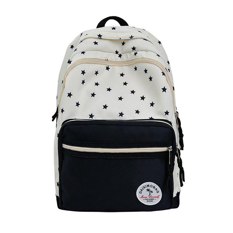 Schoolbag Korean Version Solid Color Cartoon Star Backpack Bag Women's Fashion Casual Versatile College Style Student Schoolbag Cute Backpack
