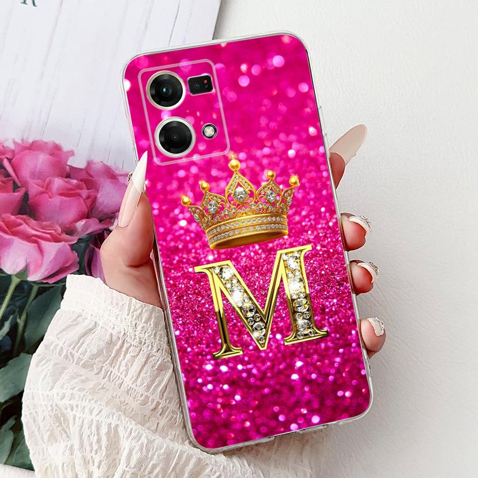 For Oppo F21 Pro 4G Case Reno7 4G CPH2363 New Crown Letters Cover Soft Silicone Phone Case For Oppo Reno8 Reno 7 F21Pro 4G Shell