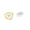 Modern Acrylic Wall Clock And Bull Statue Ornament Silent Timepiece Resin Sculpture for Office