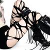 Black Gothic Ripped Fishnet Stockings - Y2K Millennium Style Women's Pantyhose