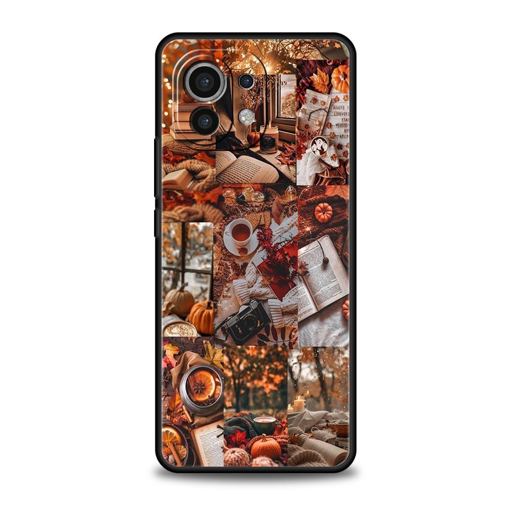 Pumpkin Autumn Leaves Coffee Phone Case Cover for Xiaomi Mi 17 Pro Max 15 14 13 12 11 Ultra 15T 14T 13T 12T Pro Lite Soft TPU