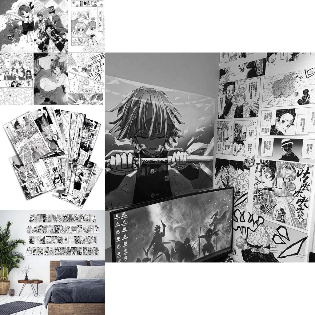 Vibrant Anime Comic Panel Wall Decor Featuring Kimetsu No Yaiba And Attack On Titan