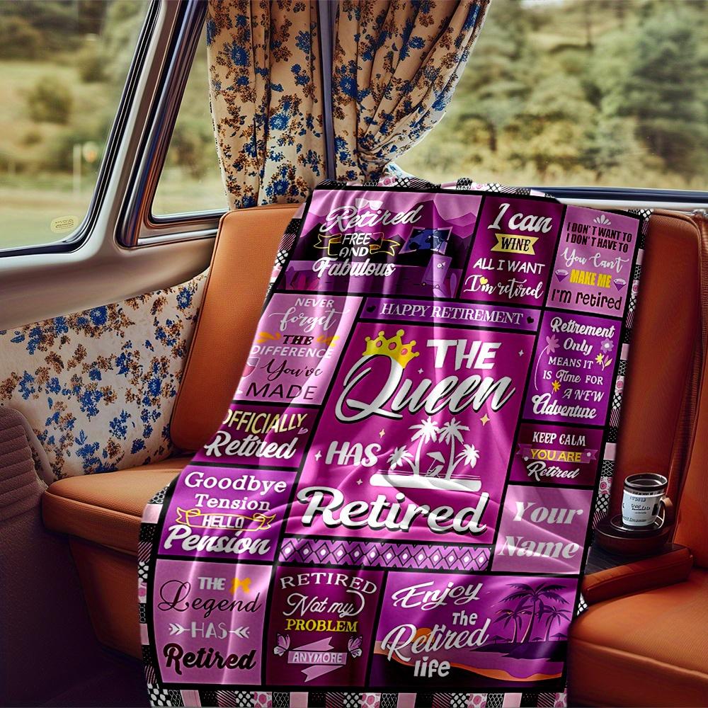 Retirement Queen Blanket Personalized Name Soft Comfortable Stylish Blanket Car Blanket Perfect For Travel Camping Outdoor Home Suitable For All