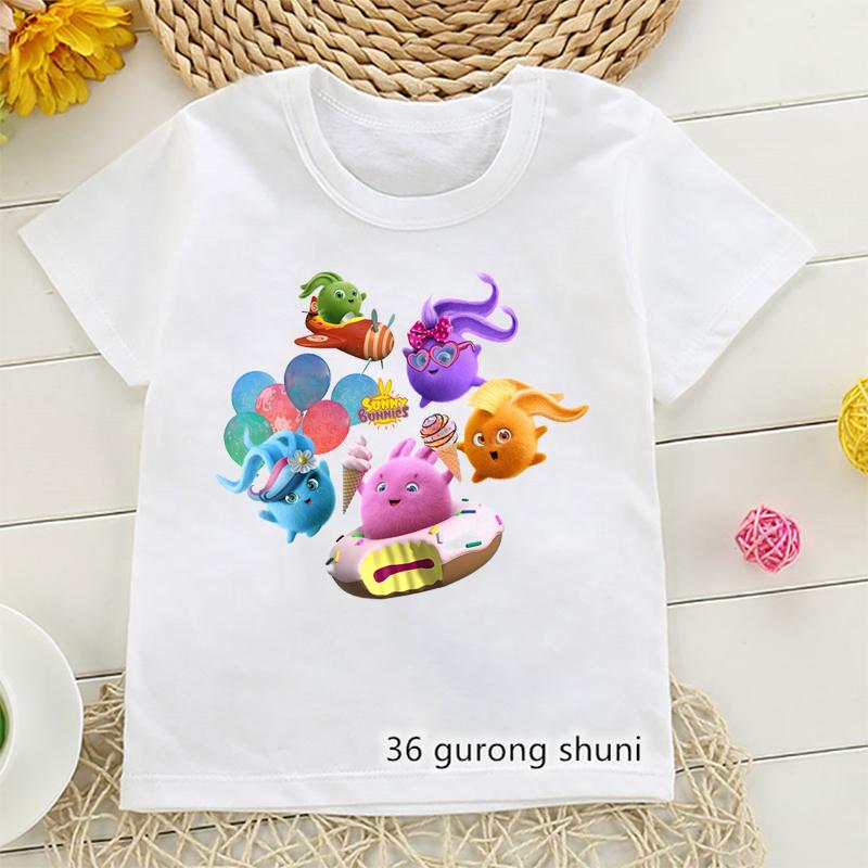 New Arrival Girls Tshirt Cute Sunny Bunnies Cartoon Print Kids T-Shirts Summer Funny Boys T Shirt Fashion Toddler Shirt Tops 110