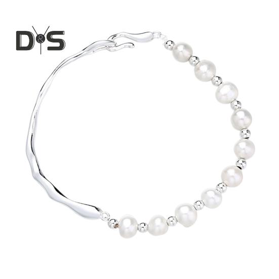 

Женский браслет из искусственного жемчуга, гладкие бусины, полубраслет, полубраслет, звено, пэчворк, наручные украшения для выпускного вечера, ежедневные подарки серебряный