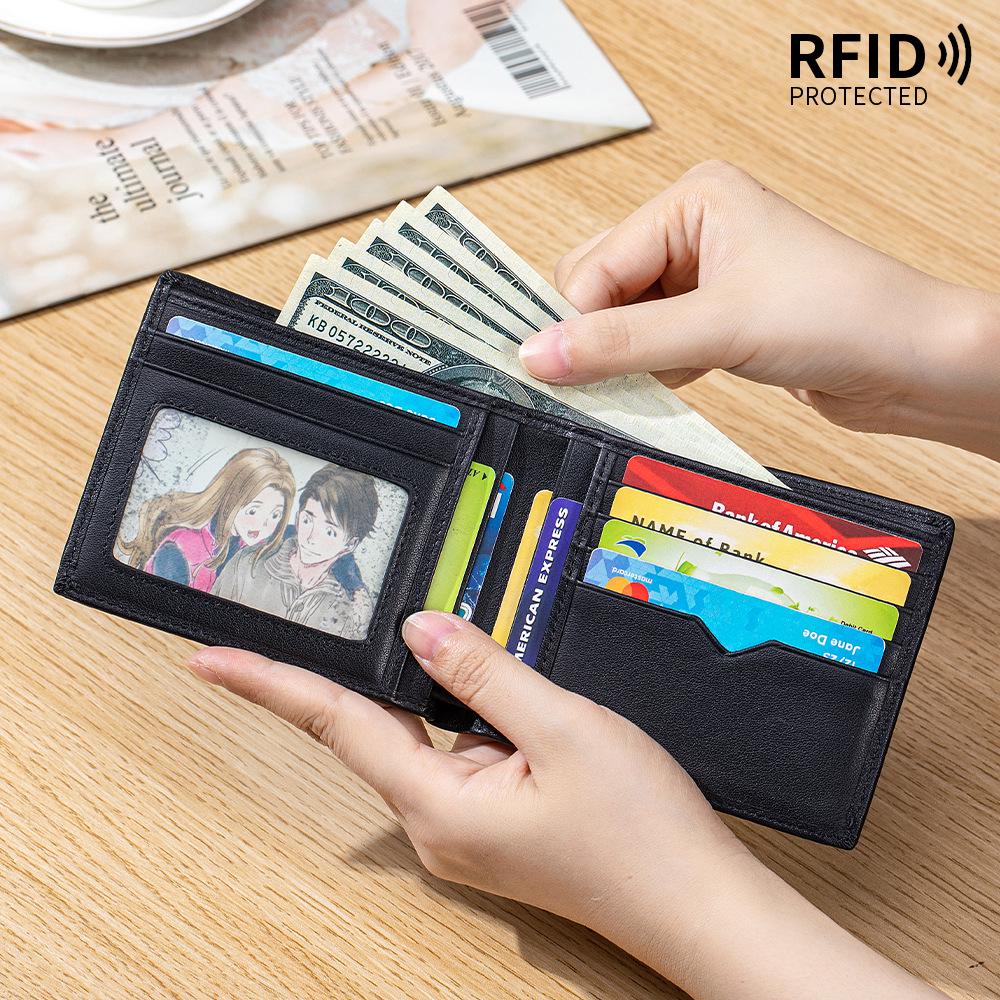 Nouveau Portefeuille en Cuir pour Homme - Portefeuille Court en Cuir de Vachette Première Couche, Pince à Billets Cadeau pour Père, Mari ou Petit Ami