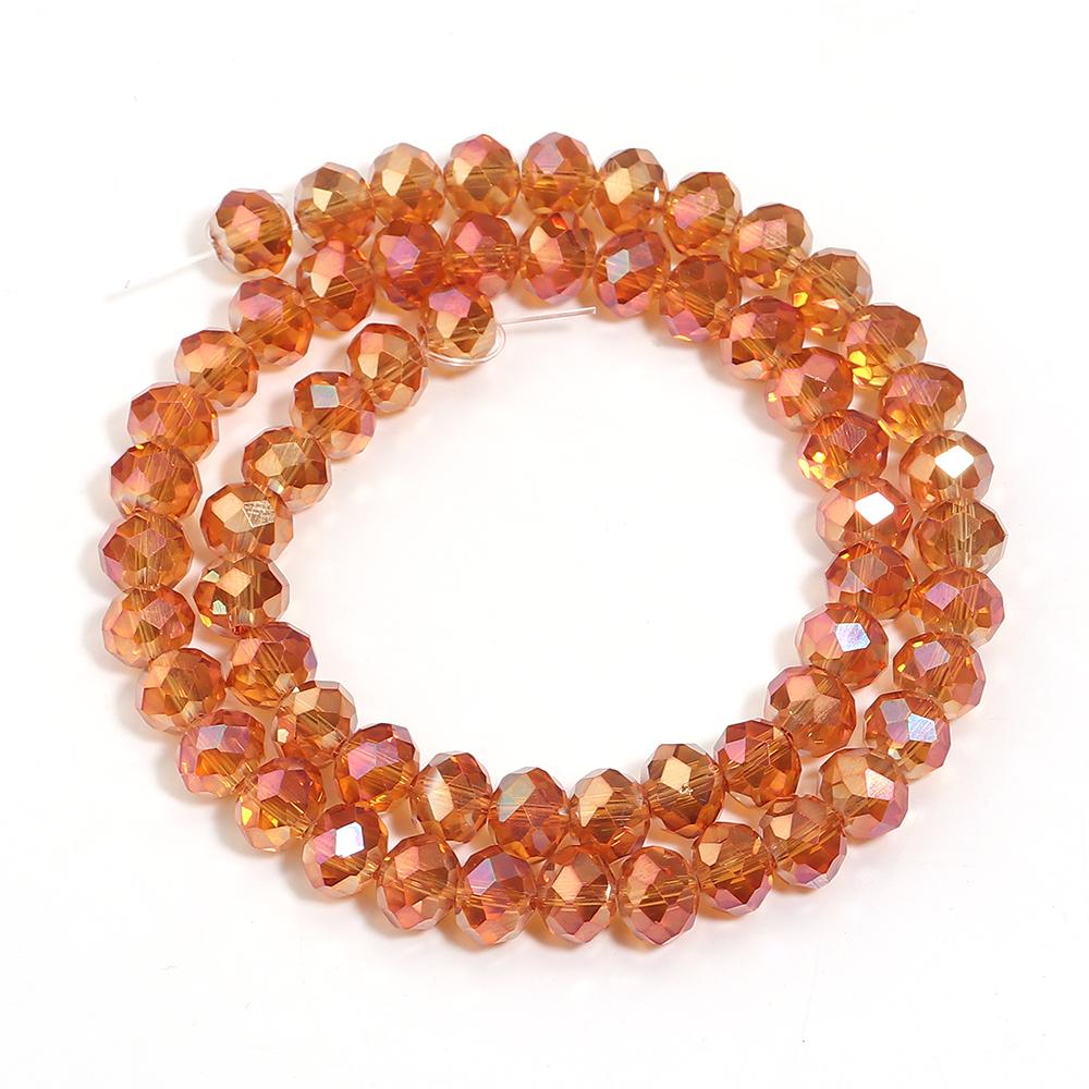 1 Strand 4/6/8mm Faceted Crystal Beads Orange Red Rondelle Glass Loose Beads For Jewelry Making DIY Bracelet Necklace Supplies