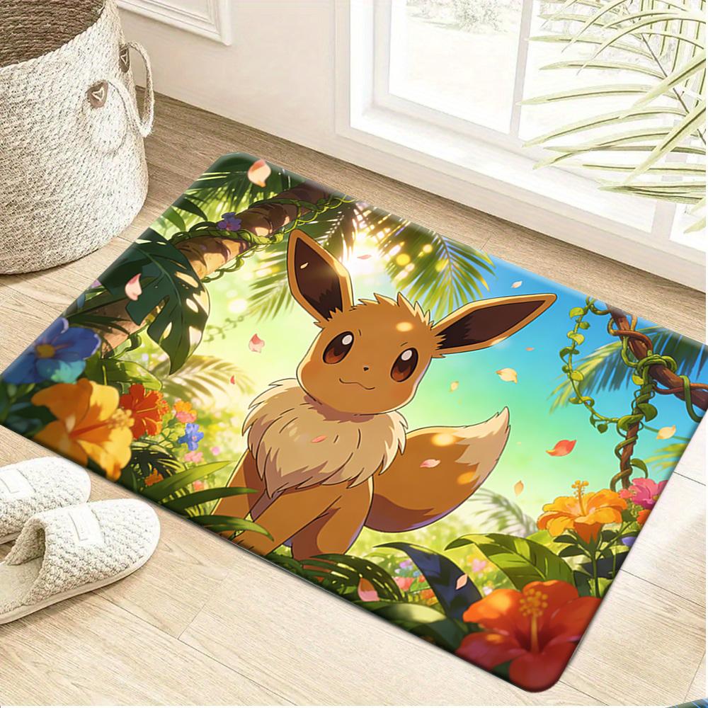 Anime Pokemon Umbreon Moon Pattern Print Non-slip Doormat, Soft Absorbent Floor Rug for Bathroom Bedroom Entrance, Home Decor Ca