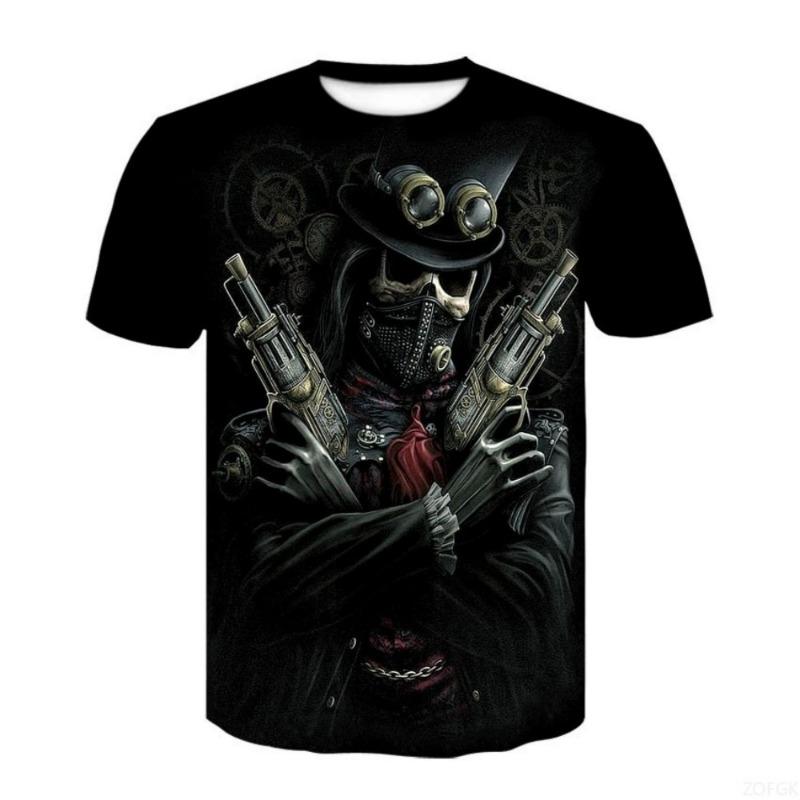new men's horror skull Halloween print breathable and comfortable round neck T-shirt outdoor party casual top