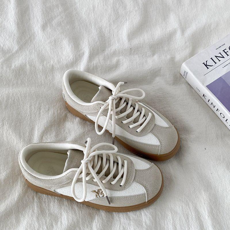 Women's new retro niche versatile casual sports round head white shoes student board shoes