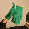 Cute Open Finger Touch Screen Plush Five Finger Gloves For Women In Winter, Warm And Thick Velvet For Cycling Students