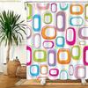 1pc Vibrant Geometric Circle Pattern Shower Curtain - High-End Elegant Bathroom Decor, Durable Polyester Fabric, Machine Washa