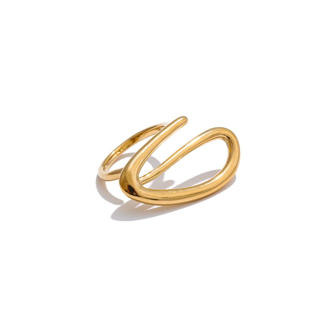 Yhpup Minimalistischer Edelstahl Herz Geometrisch Hohl Ring Glattes Metall Kreativer Charme Finger Schmuck Bijoux Femme