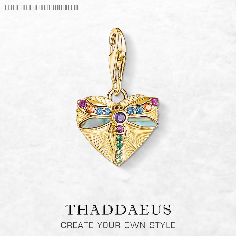 

Fashion Jewelry Multicoloured Gold Dragonfly Heart Pendant Dangle Charm Pure 925 Silver Bohemia Gift For Women