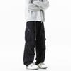 Solid Color Deconstruction Overalls Men's Ruffian Handsome Big Pocket Casual Pants Design Sense Pure Cotton Green Straight Wide-leg Pants