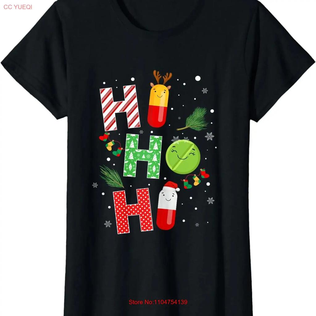 Funny Pharmacist Technician Christmas Ho Ladies Crewneck T Shirt Vintage Washed Comfortable Streetwear Slightly