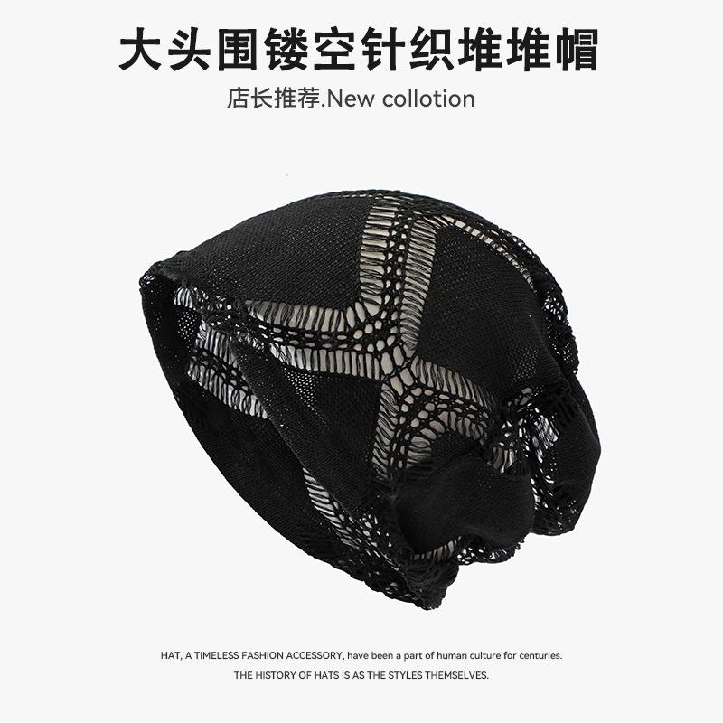 Beret women's autumn and winter handmade knitted wool hat double-layer warm and windproof retro niche stacked bag head cold hat