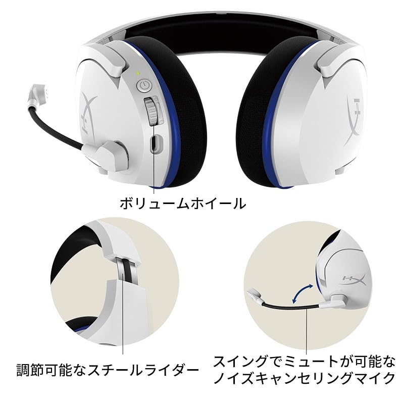 HyperX Cloud Stinger Core Wireless Gaming Headset, PS5/PS4/PC Compatible, White, 2-Year Warranty, HHSS1C-KB-WT/G 4P5J1AA