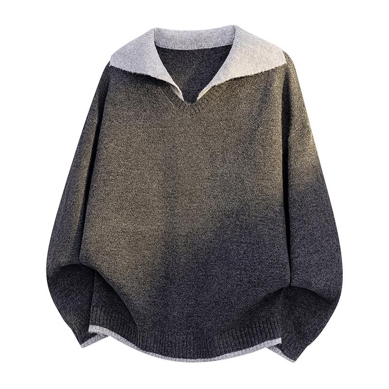 New Autumn and Winter Fake Two-piece Shirt Collar Sweater Men Knitted Couple Coat Men Pullover Versatile Top