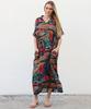 Summer Plus Size Loose Fit Vacation V-Neck Short Sleeve Maxi Dress Women Beach