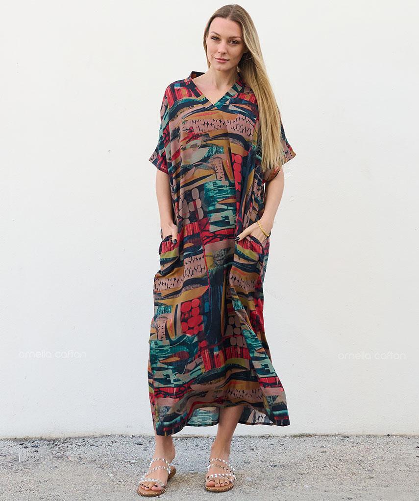 Summer Plus Size Loose Fit Vacation V-Neck Short Sleeve Maxi Dress Women Beach