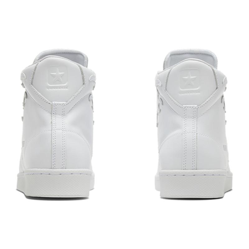 Converse Cons Pro Leather Non-Slip Shock Absorption High Top Board Shoes Unisex White Flame