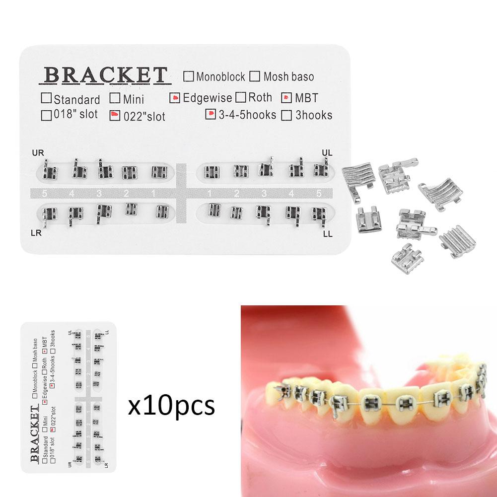 10 Packs Metal Dental Teeth Orthodontics Brackets Braces 022" Slot 3-4-5 Hooks