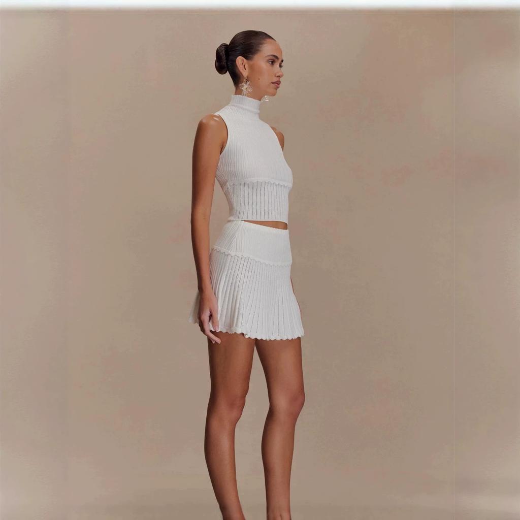 European and American Women's Clothing Sexy Temperament Knitted Top Sleeveless Vest 1116 Summer Skirt Fashion Suit Women