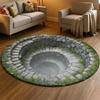 Visual Hole Round Carpet Spring Flower Bird Plant Anti Slip Door Mat Living Room Bedroom Kitchen Decoration Carpet