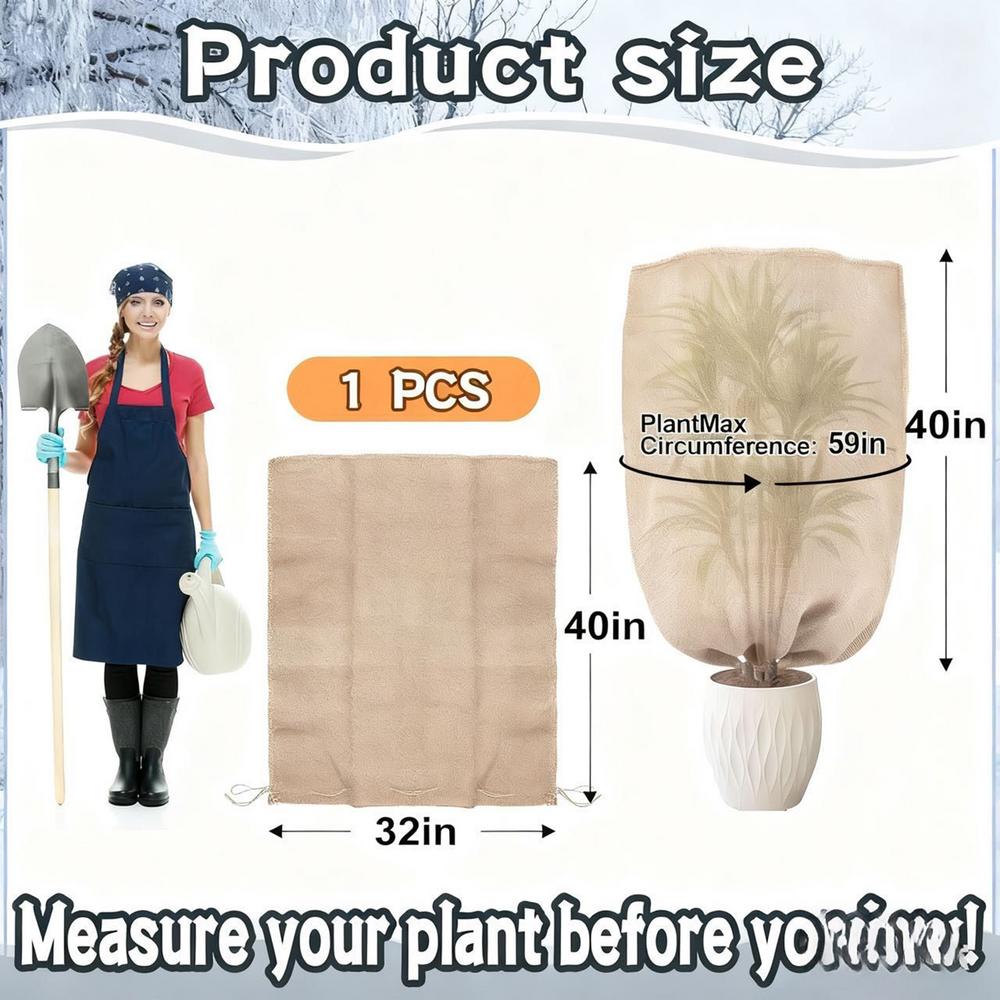 

Plant Frost Protection Covers Winter Plant Cover Anti-freeze Bag With Drawstring Reusable Coarse Linen Frost Cover For Garden