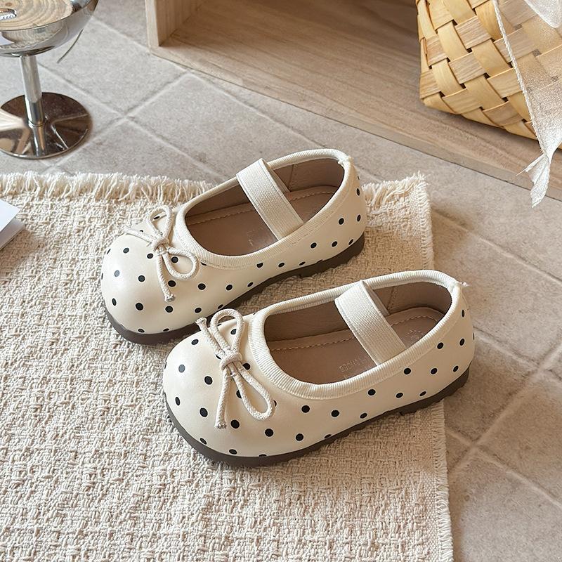 Girls' Korean-style Ballet Flats with a Bow detail2026Spring and Autumn New Soft Sole Slip-On Loafers Leather Shoes