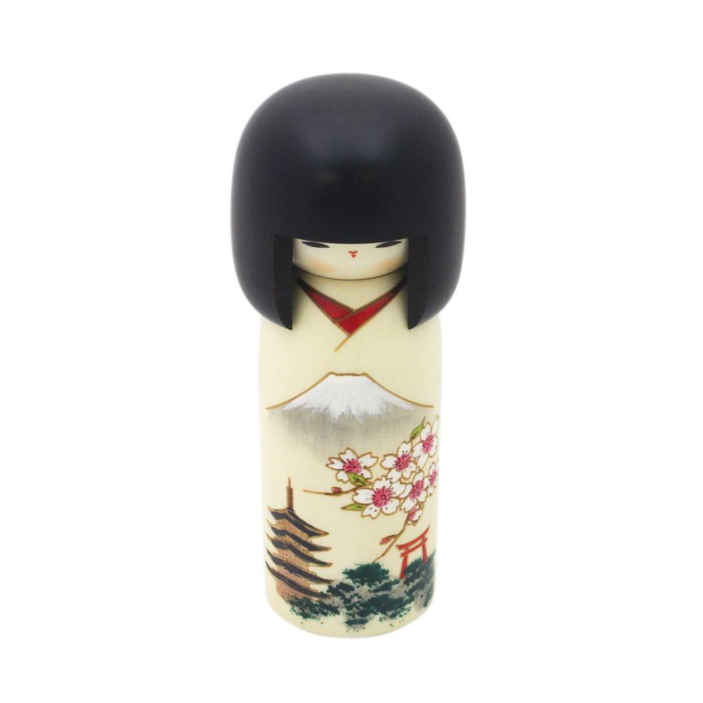 Usaburo Kokeshi Doll Overall Mount C268 Figurine, White, Length 18.5cm, Fuji,