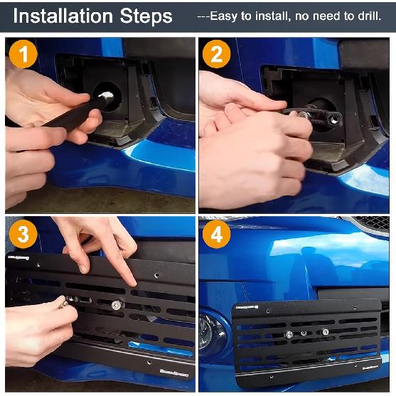 Front Bumper Tow Hook License Plate Mount Relocator Bracket Mounting Bolt Adapter Kit for Subaru BRZ WRX Crossbrek Forester Toyota 86 Prius Scion