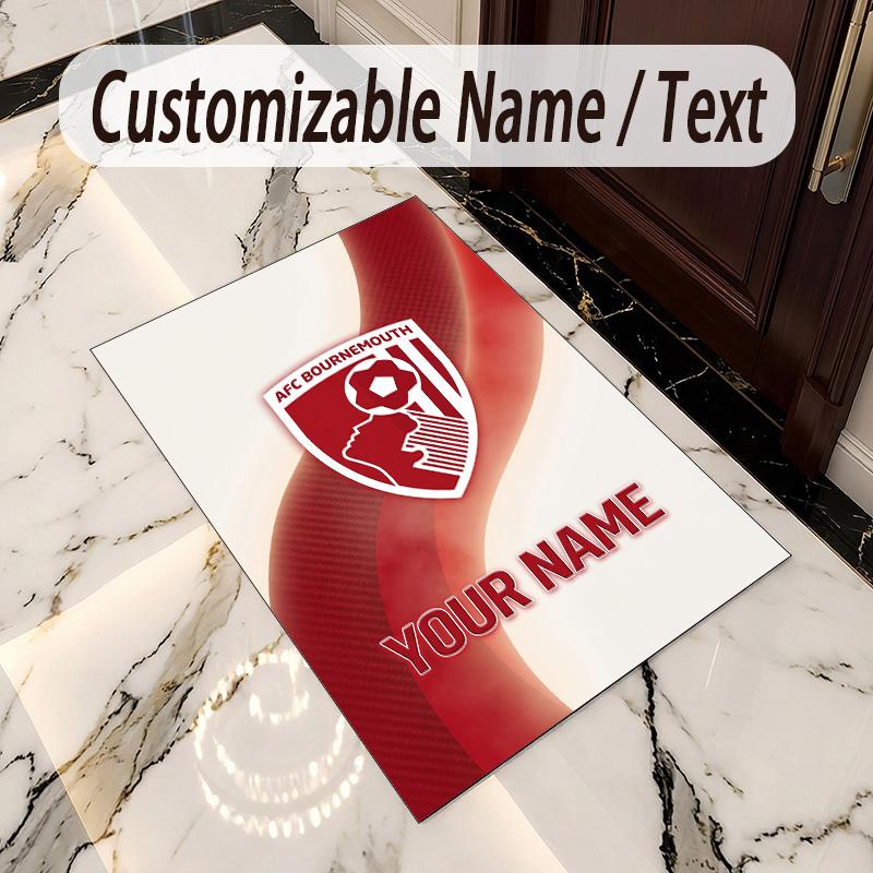 Crystal Velvet Rug Bournemouth Football Print Custom Name Text Floor Mat Home Decor