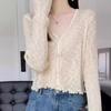 Ice Silk Knitted Cardigan Women's Thin Coat Shawl Short Outer with Skirt Sunscreen Shirt Summer Top Small Blouse