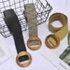 Elastic Pp Grass Belt Wood Round Buckle Belt Wide Woven Literature And Art Student With Skirt Waist Seal