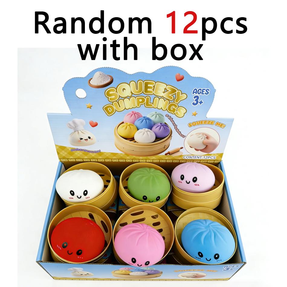 1-12Pcs Colorful Dumpling Slow Rebound Soft Pinch Decompression Kawaii Squeeze Office Desk Decor Home Office Desktop Ornaments
