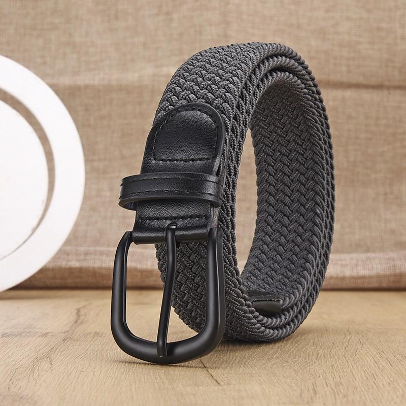 Non perforated men's and women's woven waist belt, elastic canvas belt, women's Korean version versatile student pants belt